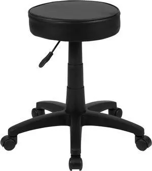 Flash Furniture Baker Black Adjustable Doctors Stool on Wheels with Ergonomic Molded Seat, Welcome to consult