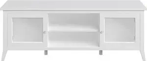 Lavish Home White TV Stand-55-inch Storage Cabinet with 2 Cubbies and 2 Shelves-Entertainment Center for Living Room, Bedroom, or Entryway, (L) 55 x (W) 14.5 x (H) 20.25
