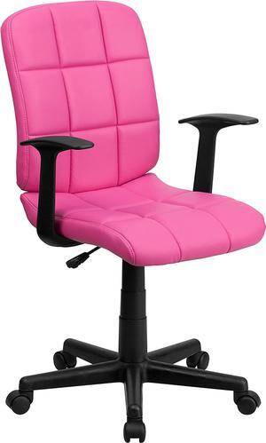 Flash Furniture Clayton Mid-Back Pink Quilted Vinyl Swivel Task Office Chair with Arms