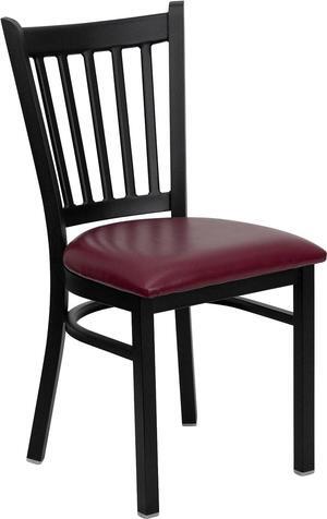 Flash Furniture HERCULES Series Black Vertical Back Metal Restaurant Chair - Burgundy Vinyl Seat, Welcome to consult