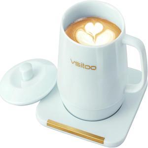 VSITOO Coffee Mug Warmer&Mug Set, App Temperature Control Smart Mug for Desk, Heated Ceramic Coffee Mug with Auto Shut Off, 12oz, IPX7-Waterproof, Funny Gift Idea