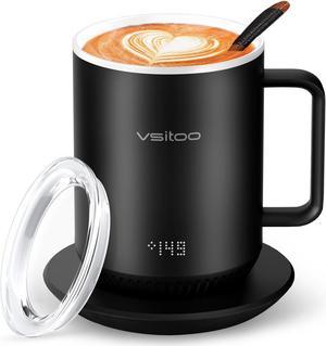 vsitoo S3 Smart Temperature Control Self Heating Coffee Mug 10 oz LED Display 90 Min Battery Life - App&Manual Controlled Heated Coffee Mug