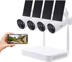 4CH Solar Powered Wireless Security Camera System 4MP Resolution Support Cloud Storage