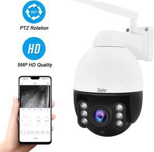 JideTech 5MP PTZ Camera Outdoor,5X Optical Zoom WiFi IP Camera with Auto Tracking&Human Detection,2-Way Audio,Enhanced Night Vision,SD Card Slot,IP66 Waterproof