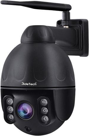 JideTech 5 x Optical Zoom 5MP Outdoor WiFi Surveillance Camera, PTZ WiFi IP Camera, Outdoor, Rotating 355°/90°, Color Night Vision 50-80m, Personal Detection, Auto Tracking, 2-way Audio, IP66/Black