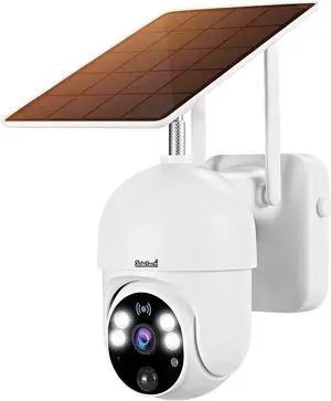 JideTech Solar Security Camera Wireless Outdoor, WiFi PTZ 1080P Camera with Two-Way Audios, Rechargeable Battery Surveillance Cordless Camera with PIR Motion Detection and Night Vision