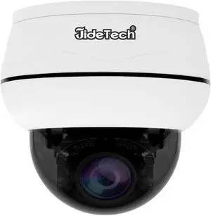 JideTech Outdoor 4K PTZ POE Camera, 8MP IP Dome Camera with 5X Optical Zoom, IR Night Vision Human/Motion Detection, Built in 2-Way Audio, Pan/Tilt, SD Card Slot