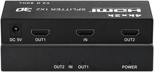 JideTech Ultra HD 4K@60Hz 1 X 2 HDMI Splitter,HDMI Splitter 1 in 2 Out for Dual Monitors Only Duplicate/Mirror Screens,Support HD TV/PC/Laptop/Switch/PS4/PS5/Xbox