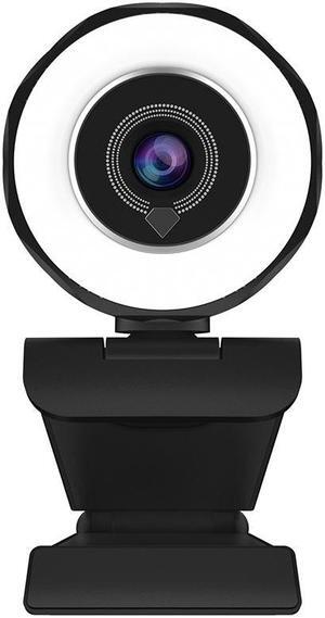 JideTech Webcam with Microphone, 4MP FHD 30fps USB Streaming Ring Light Webcam with Tripod, Computer Camera Plug and Play Facecam for Windows/Mac (2K)