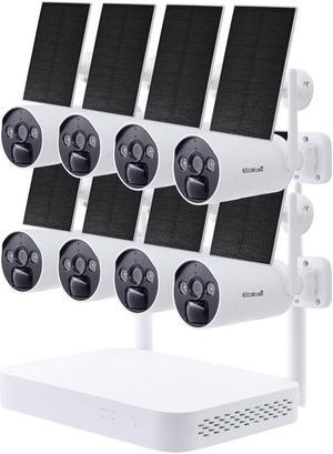 JideTech Outdoor Surveillance Camera, WLAN System with 8CH Wireless NVR, 8x4MP Solar Surveillance Camera Battery with 2-Way Audio, PIR Motion Detection, IP65 Waterproof, Infrared Night Vision