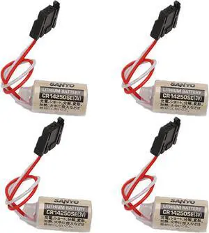 (4-Pack) Replacement for  CR14250SE 3V 1/2AA PLC Battery for 1747-BA Backup Power Supply with Black Plug