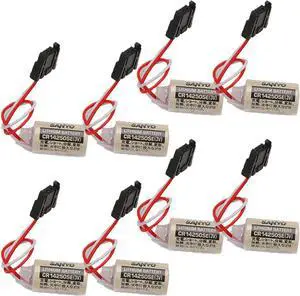 8PCS 3V CR14250SE (1/2AA 3V) PLC Lithium Battery for 1747-BA CR14250 CR1/2AA Backup Power Supply (Black Connector)