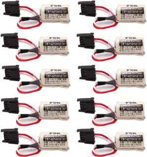 10Pcs 1800mAh CR14250SE 3V 1/2AA Replacement  PLC Battery 1747-BA Backup Power Supply with Black Plug