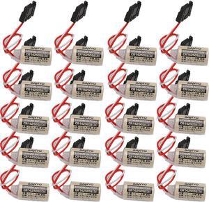 (20-Pack) 1800mAh CR14250SE 3V 1/2AA Replacement FDK PLC Lithium Battery 1747-BA Backup Power Supply with Black Plug
