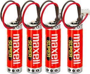 (4 Pack) 3.6V ER6C AA PLC Battery 1800mAh for FX F2-40BL PLC with White Plug Lithium Battery