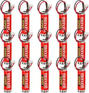 15Pcs ER6C AA PLC Battery 1800mah 3.6V Replacement for FX F2-40BL FX1N PLC with White Plug