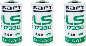 (3-Pack) SAFT LS17330 2/3A 3.6V 2.1Ah PLC Lithium Battery Detector, Gas Alarm, PLC Industrial Control Servo Driver 3.6V Lithium Battery