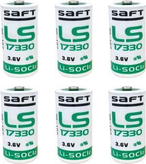 (Pack of 6) 3.6V 2100mAh 2/3A LS17330 Lithium Thionyl Chloride (Li-SOCl2) Battery Primary LS 17330 2/3 A Size for SAFT
