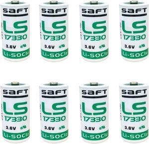 (8-Pack) High Capacity 3.6V 2100mAh 2.1Ah 2/3 AA SAFT LS17330 Non-Rechargeable Lithium Battery
