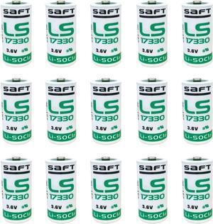 15PCS for SAFT LS17330 2/3A 3.6V 2.1Ah PLC Lithium Battery Detector, Gas Alarm, PLC Industrial Control Servo Driver 3.6V Lithium Battery (Non-Rechargeable)