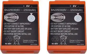 (2-Pack) 2500mAh BA225030 6V Ni-Mh Replacement Battery for HBC Pump Truck Remote Control Battery