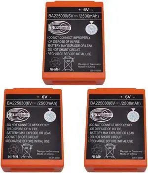 (3-Pack) BA225030 6V 2500mAh Ni-Mh Rechargeable Battery HBC Radiomatic Battery for HBC Crane Remote Control Pump Truck Battery