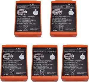 5-Pack BA225030 2500mAh 6V Ni-Mh Rechargeable Battery for HBC Crane Remote Pump Truck Battery