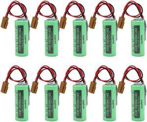 (10 Pack) 3V 2500mAh Replacement Battery with Plug for SANYO CR17450SE-R FANUC A98L-0031-0012 PLC Battery