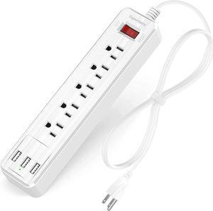 SUPERDANNY Power Strip Surge Protector 5 Outlets 3 USB Ports 4.5 Ft Extension Cord 900 Joules Mountable White