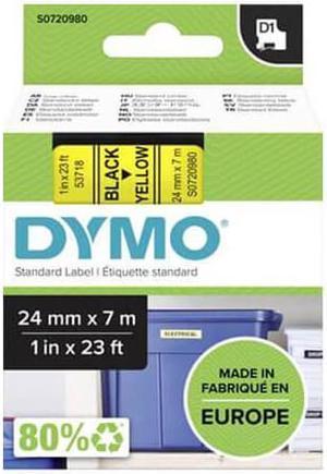 Dymo D1 Tape Label 24mmx7m - Black on Yellow