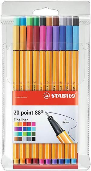 Stabilo Fibre Pen 0.4mm Tip Point Assorted (20pk)