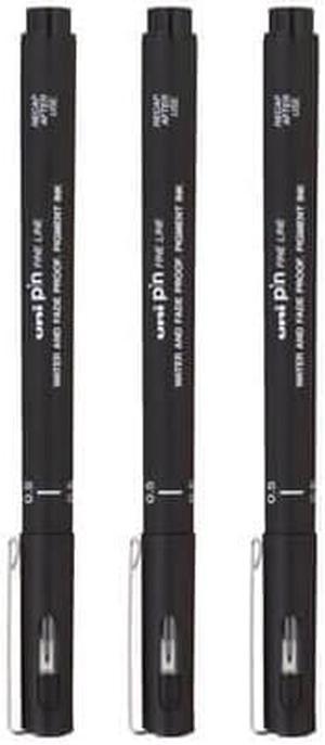 Uni-ball Pin Fineliner Pen Black (Wallet of 3) - 0.5mm