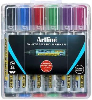 Artline Whiteboard Marker in Hard Case 2mm Assorted - 6pk