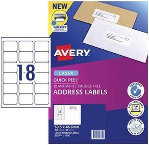 Label Avery Laser Retail Pack (20pk) - 18/sheet