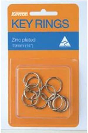 Kevron Key Rings 19mm (10pk) - Zinc Plated