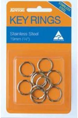 Kevron Key Rings 19mm (10pk) - Stainless Steel