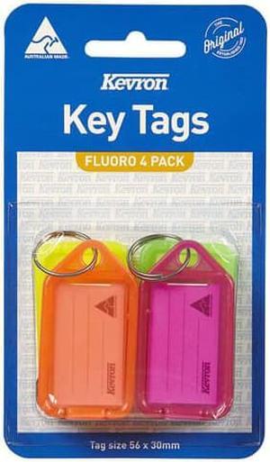 Kevron Key Tags 4pk (56x30mm) - Fluoro Colours