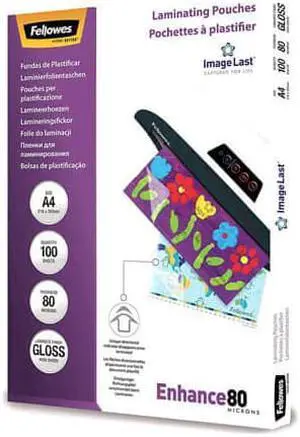 Fellowes Laminating Pouches 80 Micron A4 100pk - Gloss
