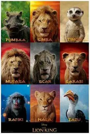 The Lion King Live Action Poster - Character Grid