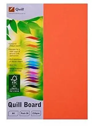 Quill A4 XL Mulitboard - 210gsm Orange 50Pk Quill A4 XL Mulitboard - 210gsm Orange 50Pk