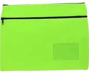 Osmer N3526G2 Neoprene Two Zip Pencil Case with Name Card Insert, 35.5 cm x 26 cm Size, Lime Green Osmer N3526G2 Neoprene Two Zip Pencil Case with Name Card Insert, 35.5 cm x 26 cm Size, Lime Green