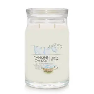 Yankee Candle Clean Cotton Scented Signature 20oz Large Jar 2-Wick Candle Over 60 Hours of Burn Time Yankee Candle Clean Cotton Scented Signature 20oz Large Jar 2-Wick Candle Over 60 Hours of Burn Time
