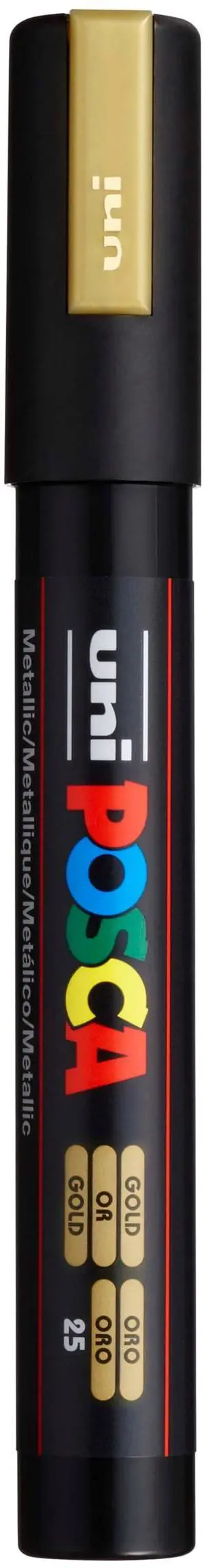 uni POSCA PC-5M Water-Based Paint Markers, Reversible Medium Tip (1.8-2.5mm), Gold uni POSCA PC-5M Water-Based Paint Markers, Reversible Medium Tip (1.8-2.5mm), Gold