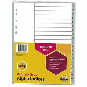 Marbig 35050 Indices PP A4 A-Z Tab Grey Marbig 35050 Indices PP A4 A-Z Tab Grey