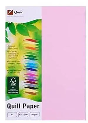 Quill, Coloured Paper 80gsm A4 Pack of 100 Musk Quill, Coloured Paper 80gsm A4 Pack of 100 Musk