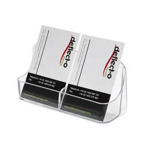 Deflecto | Clear Acrylic 2 Pocket Desktop Business Card Holder | Landscape Business Card Display for Home, Business & Exhibition | Up to 100 Cards Deflecto | Clear Acrylic 2 Pocket Desktop Business Card Holder | Landscape Business Card Display for Home, Business & Exhibition | Up to 100 Cards