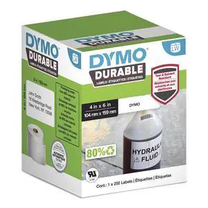 DYMO LW Durable Industrial Labels for LabelWriter 4XL Label Printers, White Poly, 4-1/16 x 6-1/4, Roll of 200 (1933086) DYMO LW Durable Industrial Labels for LabelWriter 4XL Label Printers, White Poly, 4-1/16 x 6-1/4, Roll of 200 (1933086)