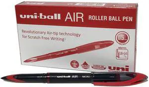 uni-ball UB-188-Micro Fountain Pen Tip 0.5mm Air Rollerball Pens, Red Gel, 12 Pack uni-ball UB-188-Micro Fountain Pen Tip 0.5mm Air Rollerball Pens, Red Gel, 12 Pack