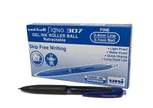 uni-ball UMN-307 Signo RT Rollerball Pen, Blue Gel (Pack of 12) uni-ball UMN-307 Signo RT Rollerball Pen, Blue Gel (Pack of 12)