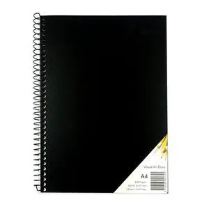 Quill, Visual Art Diary, PP, 110gsm, A4, 120 Pages, Black Quill, Visual Art Diary, PP, 110gsm, A4, 120 Pages, Black